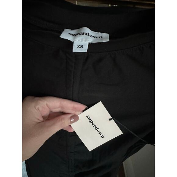 superdown Revolve Yasmine Ruched Tie Mini Dress in Black XS NEW NWT! - Picture 6 of 6